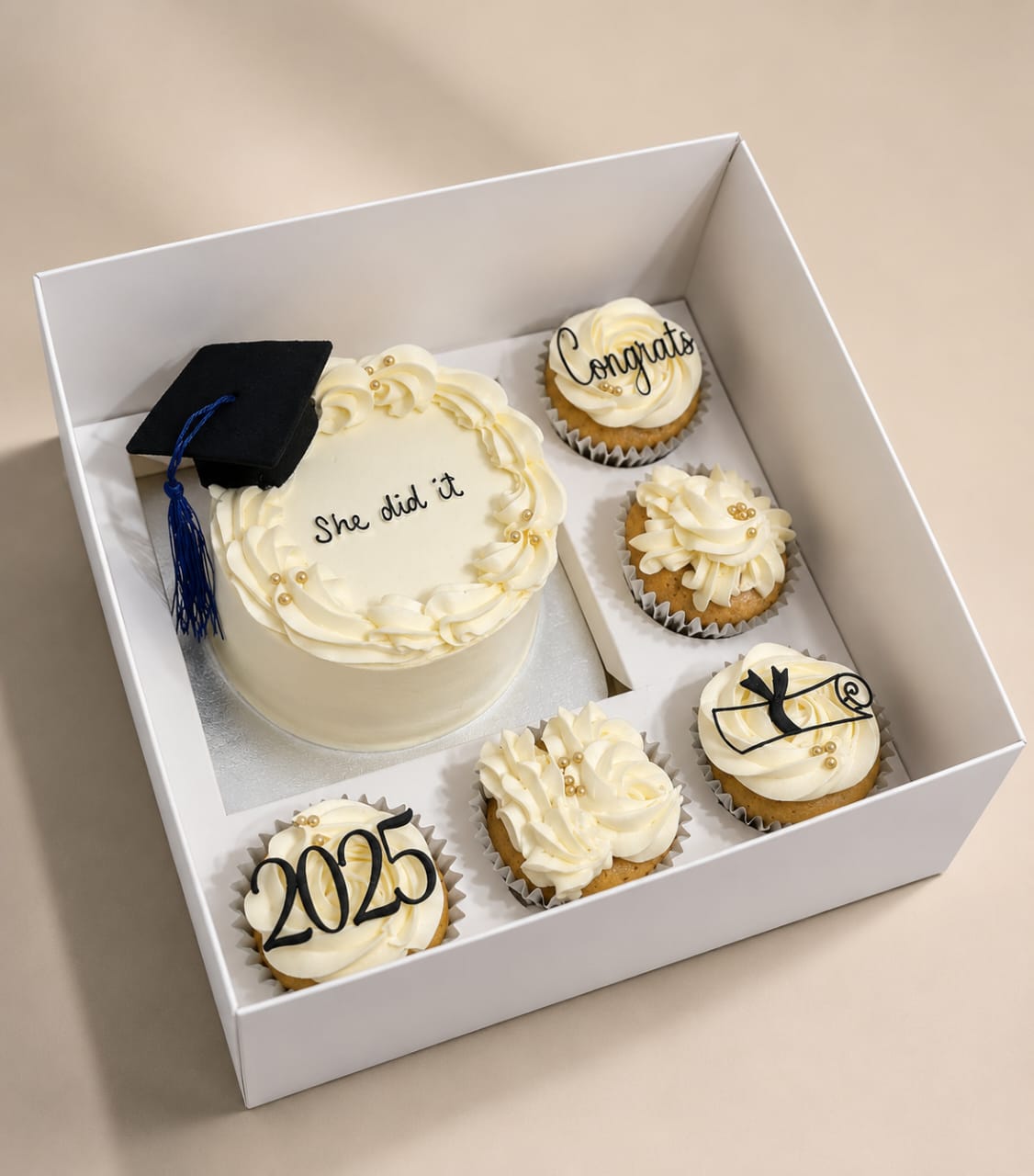 Graduation Cake + 5 Cupcakes